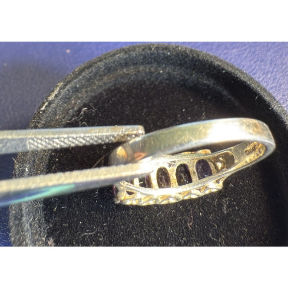 Vintage Sterling Silver Amethyst Ring CNA Thailand Size 10 Five Stone Band - Picture 5 of 11